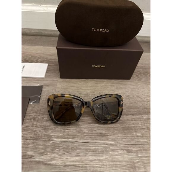 BNIB Tom Ford FT1008 55J Plastic Havana Roviex Cat-Eye Sunglasses Brown $440 main image 9
